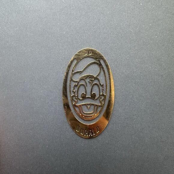Vintage Disney Donald Duck Bookmark Flat Metal Cut-Out Silhouette Rare 1.75” - Picture 3 of 5